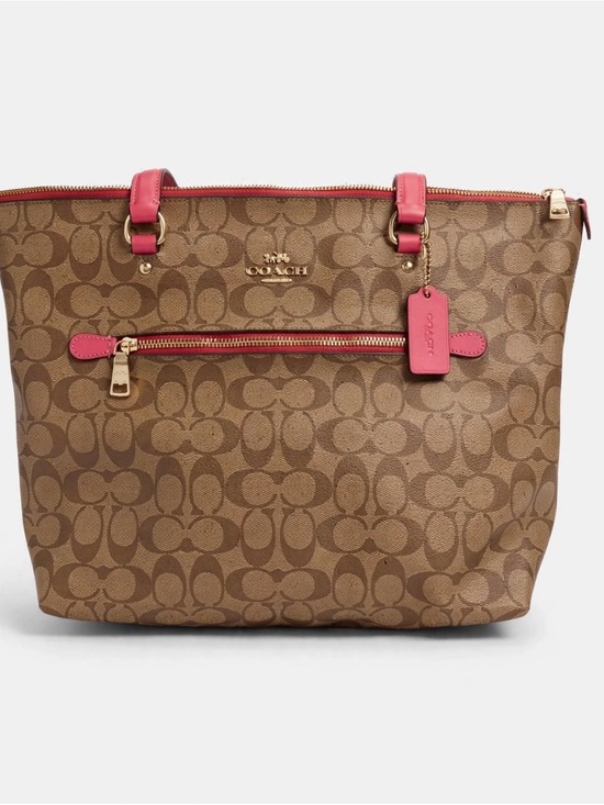 Coach Handbags - Coach Brown Monogram Tote with Pink Trim